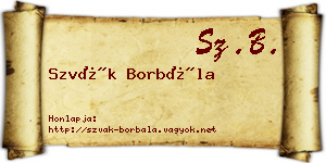 Szvák Borbála névjegykártya